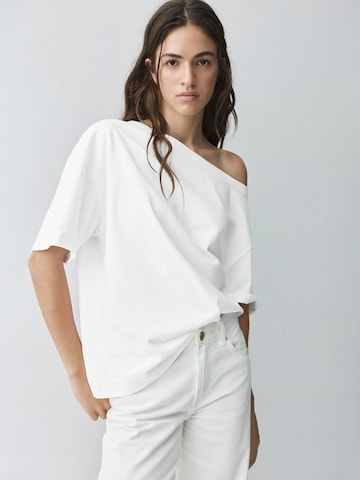 Pull&Bear Тениска в бяло: отпред