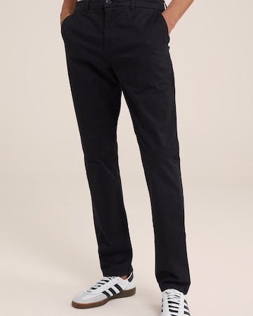 WE Fashion Slimfit Chino in Zwart: voorkant