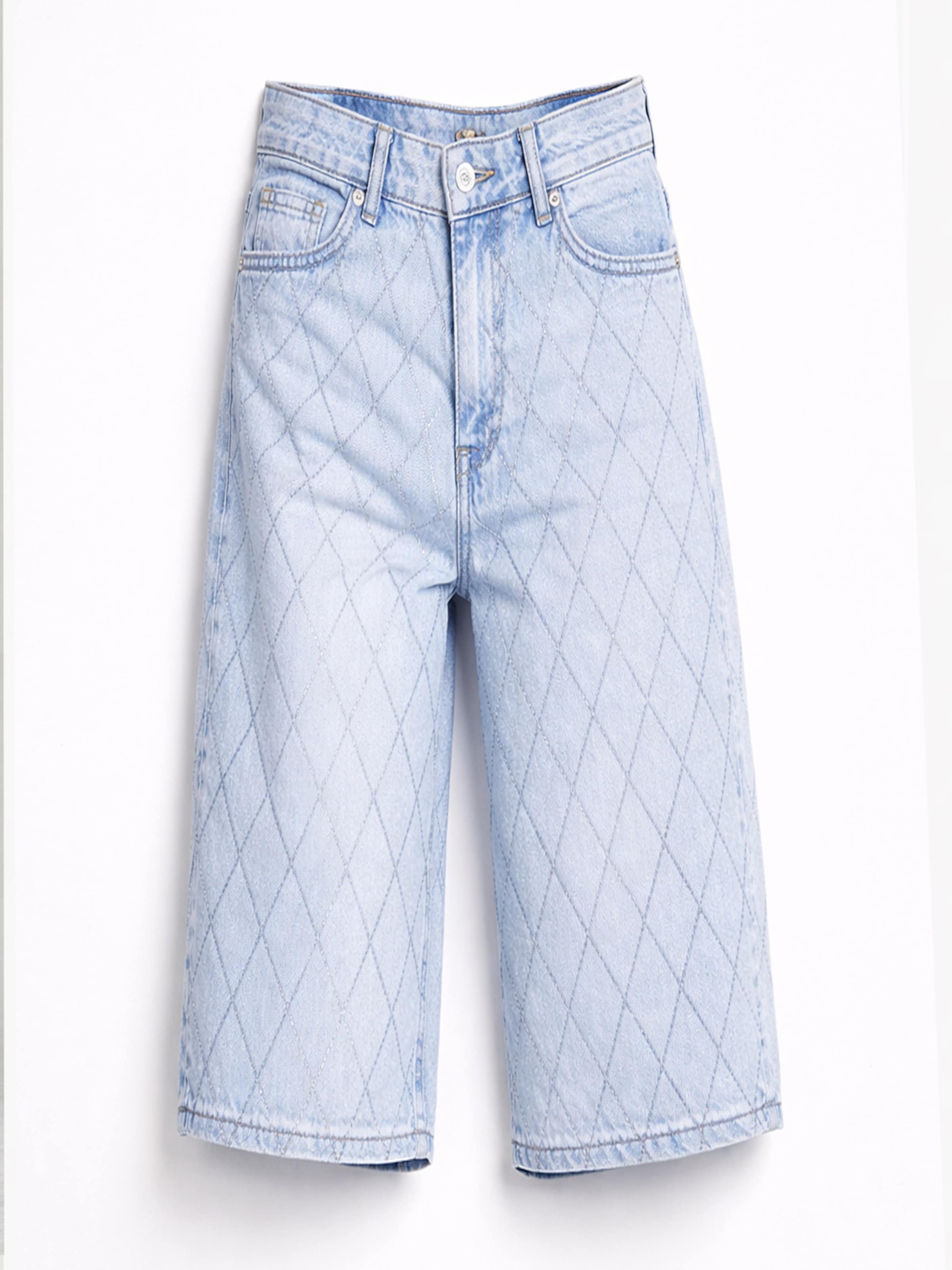 IT'S BASIC Regular Jeans 'Rhinestone Bermuda Denim Short' in Blauw: voorkant