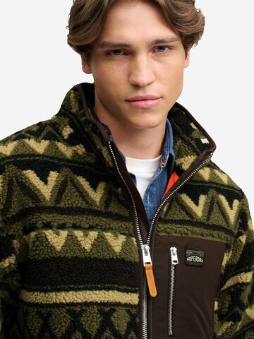 Superdry Fleece jas 'Abstract Fleece Zip Through SDM2014576A' in Groen