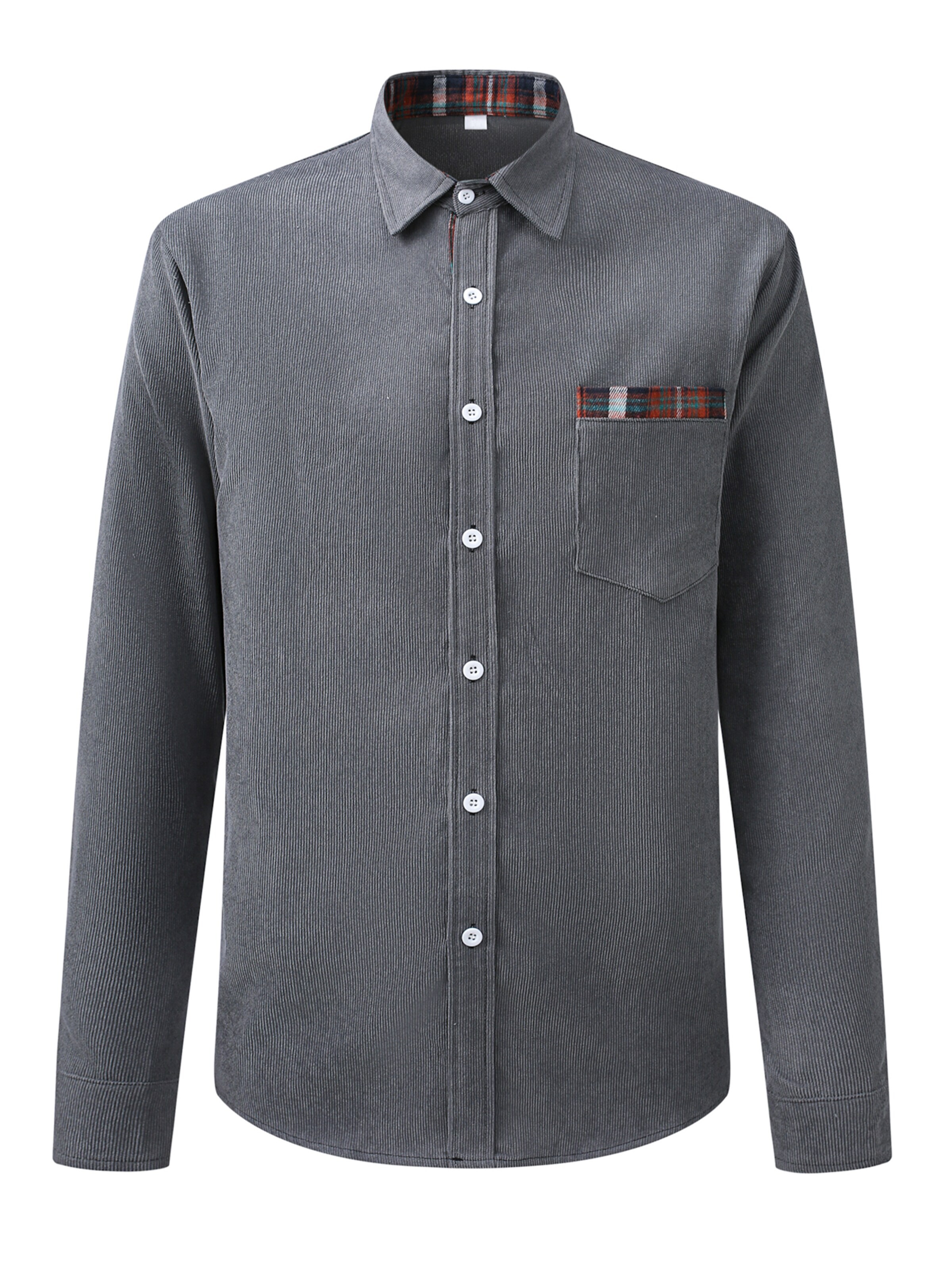 ALLTHEMEN Button Up Shirt 'Tupfer' in Grey: front