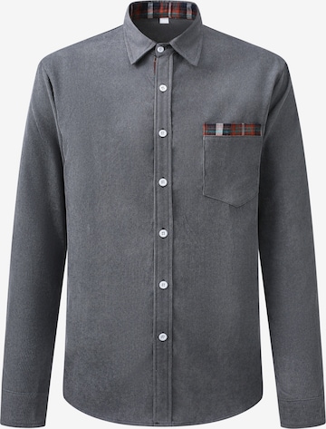 ALLTHEMEN Button Up Shirt 'Tupfer' in Grey: front
