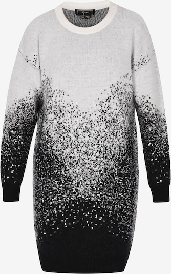 Megzta suknelė iš faina, spalva – juoda / sidabrinė / balta, Prekių apžvalga