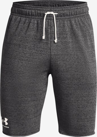 UNDER ARMOUR Regular Workout Pants 'Rival Terry' in Grey: front