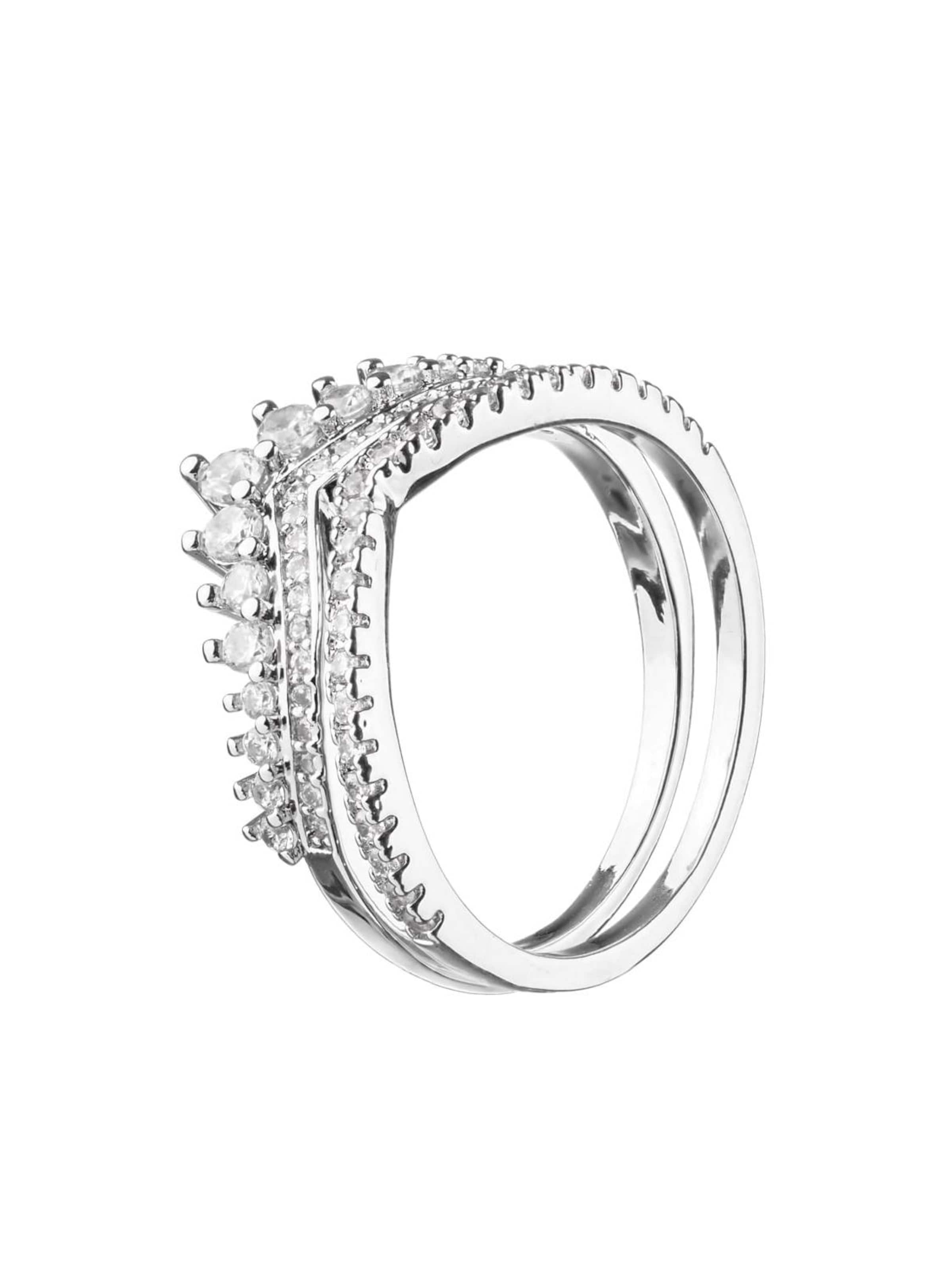 THE GEM STORIES JEWELRY - Anillo 'V Crown Rigns Set' en plata: frente