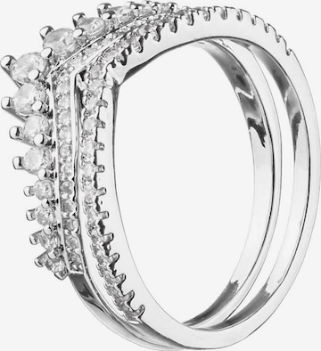 THE GEM STORIES JEWELRY - Anillo 'V Crown Rigns Set' en plata: frente