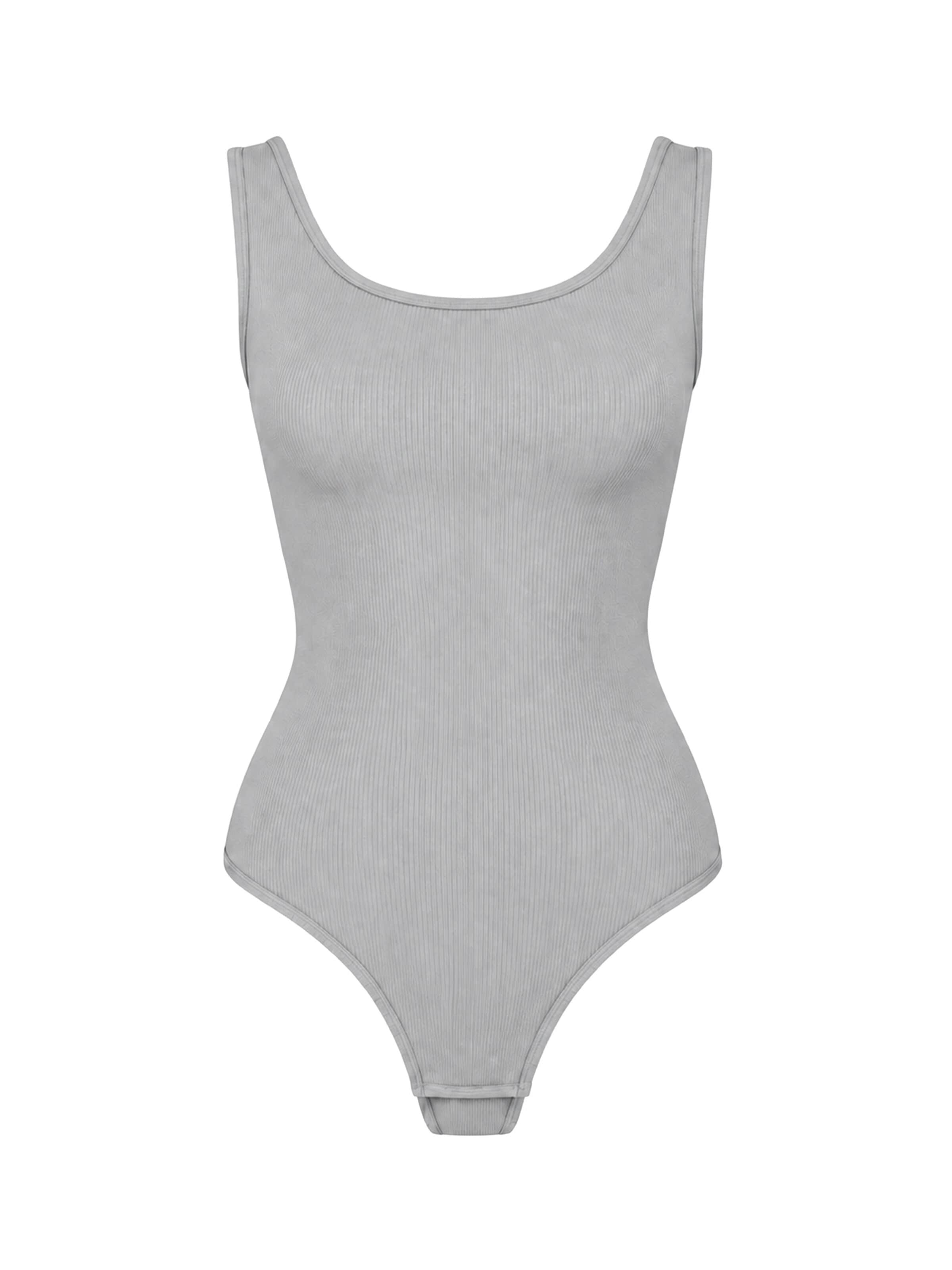 cfab Body 'Ribbed Tank Sculpting Bodysuit with String' - szürke: elől