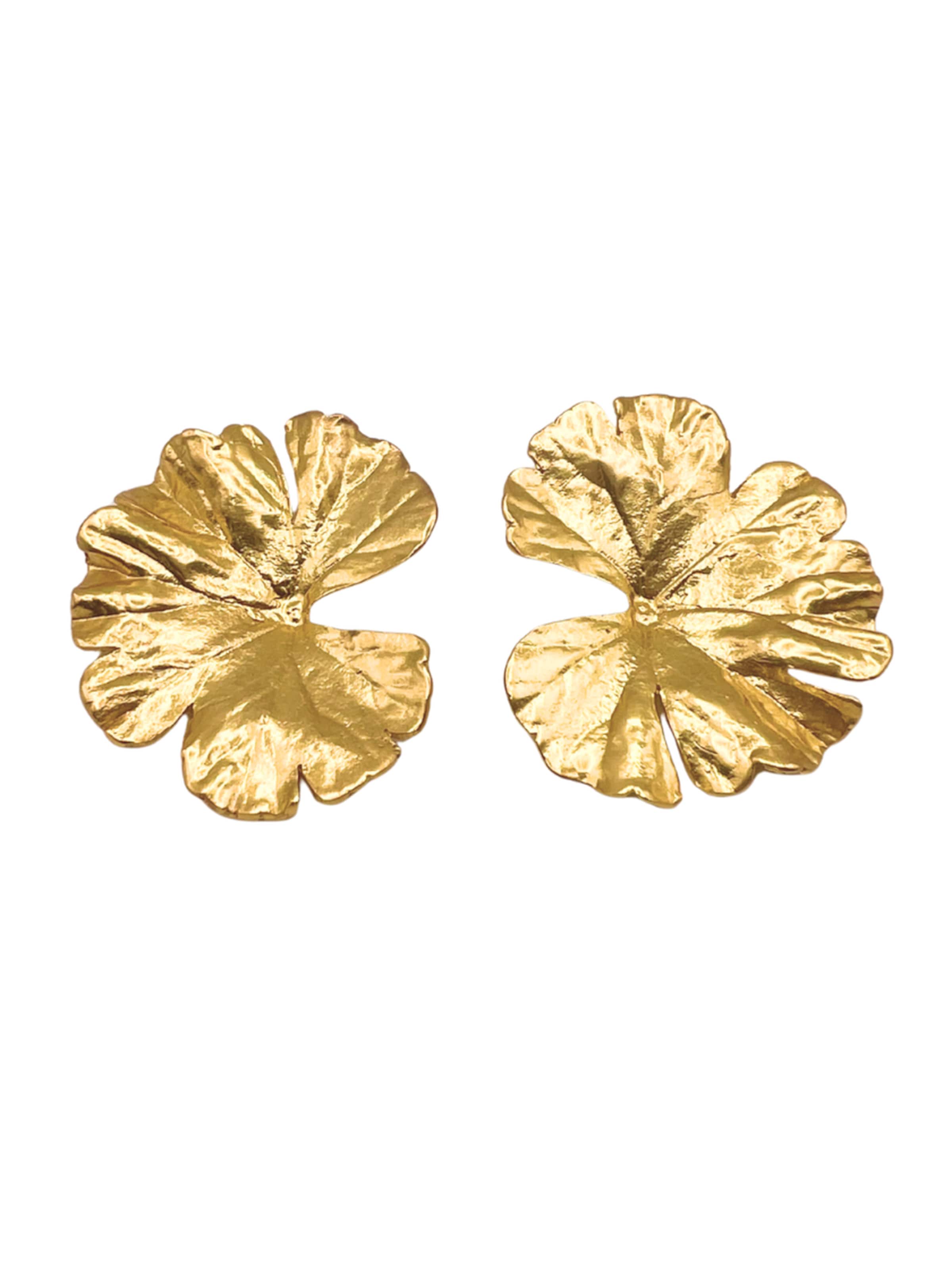 Orecchini 'Flora Rise' di Les Reines in oro: frontale