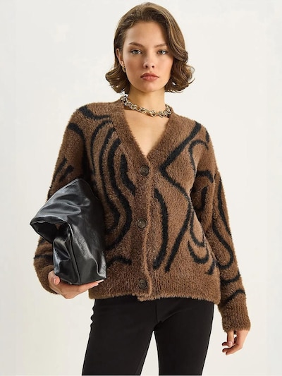 Bianco Lucci Strickjacke in karamell / schwarz, Produktansicht