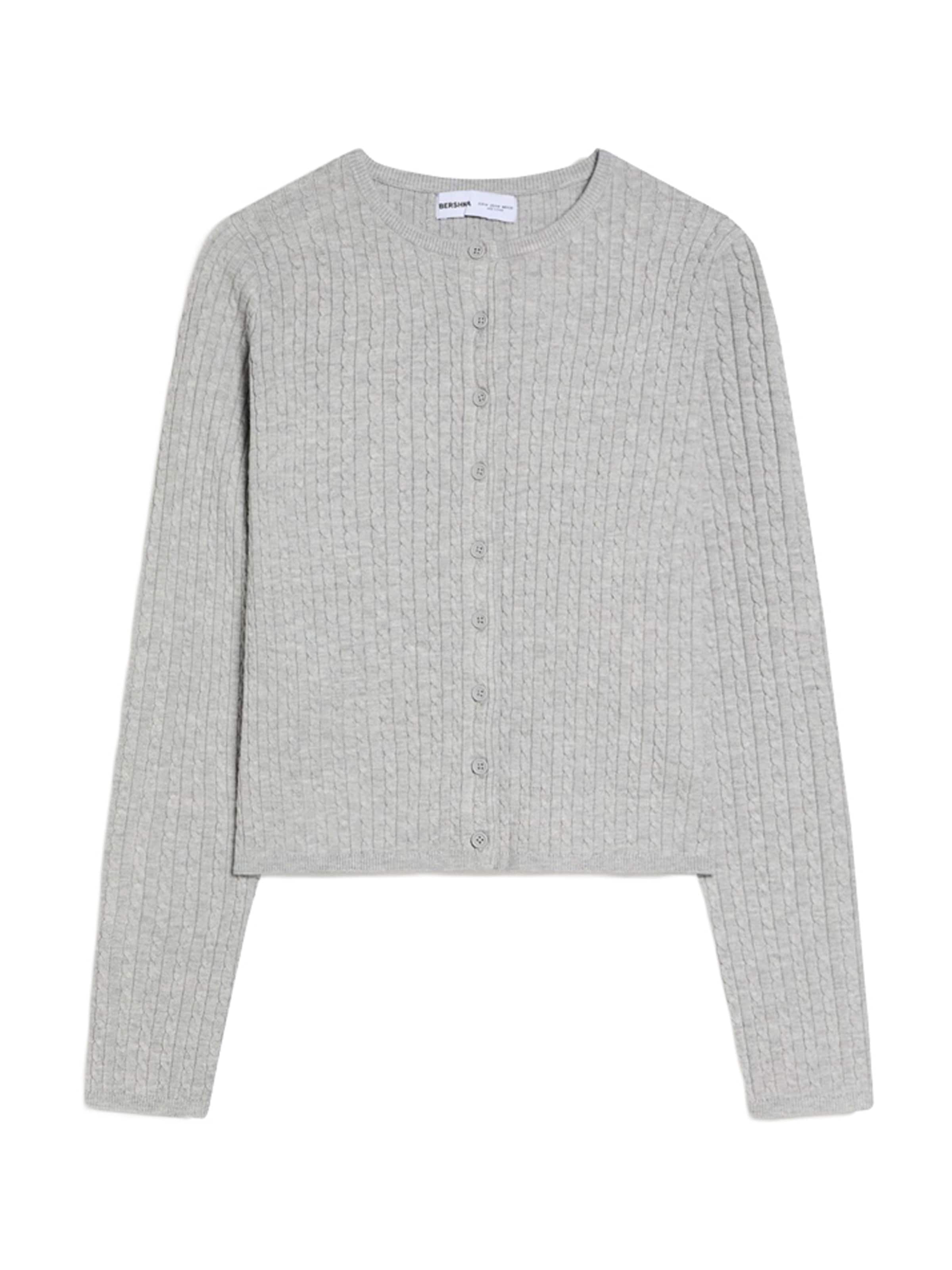 Bershka Плетена жилетка в сиво: отпред