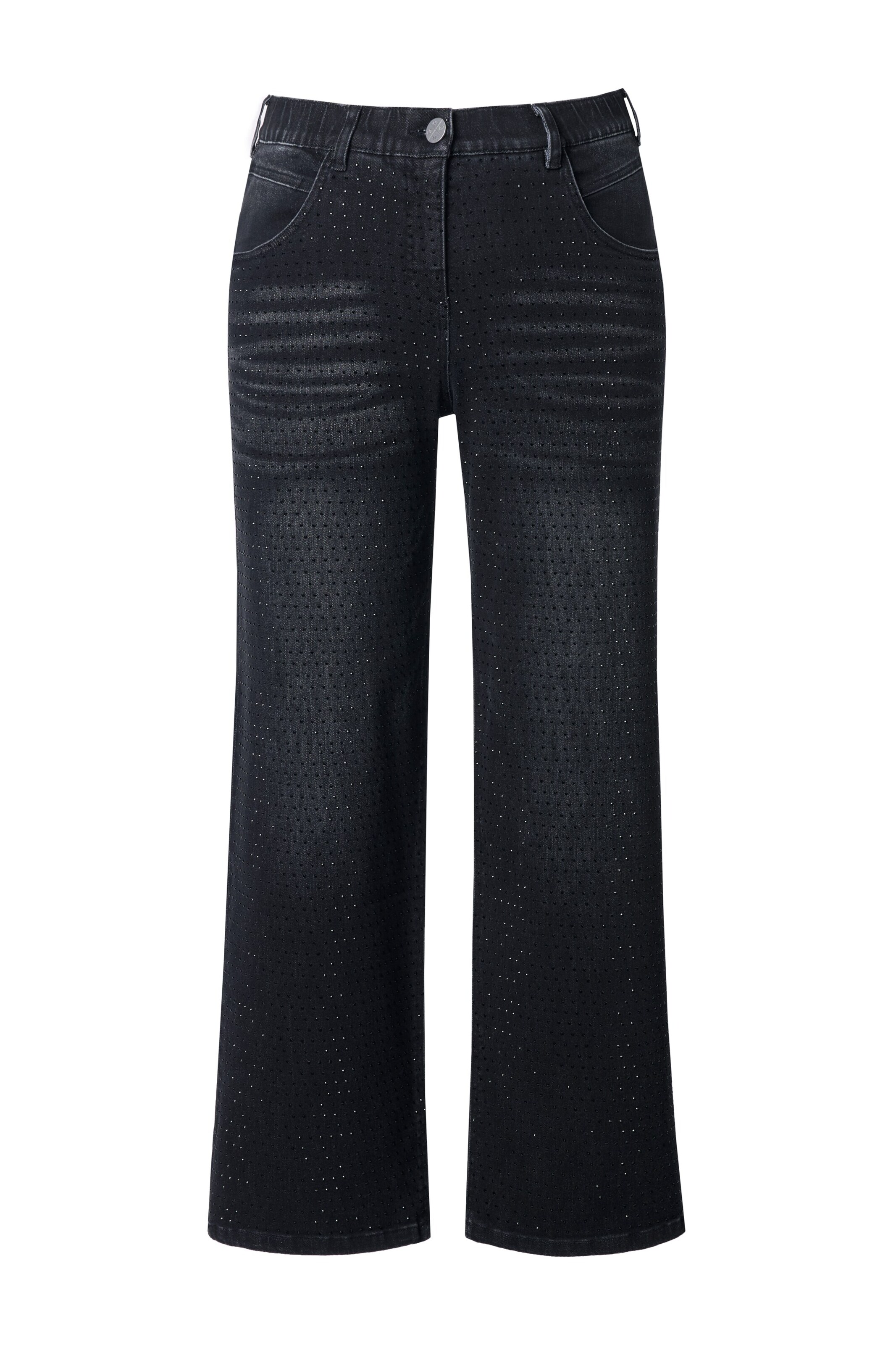 Ulla Popken Wide Leg Jeans in Schwarz: Vorderseite