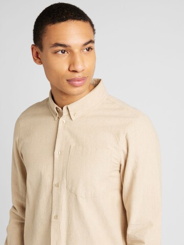ABOUT YOU Regular fit Traditional Button Up Shirt 'Herrmann' in Beige