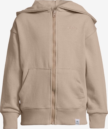 New Life Zip-Up Hoodie in Beige: front