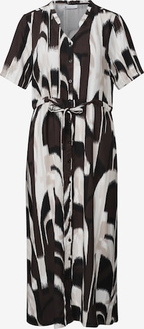 STREET ONE Midi-Kleid mit V-Neck und Print in Braun: Vorderseite