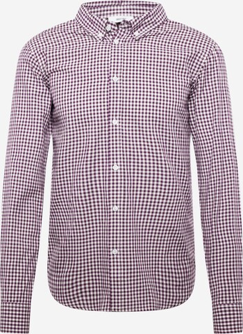 ABOUT YOU Regular fit Button Up Shirt 'Caspar' in Purple: front