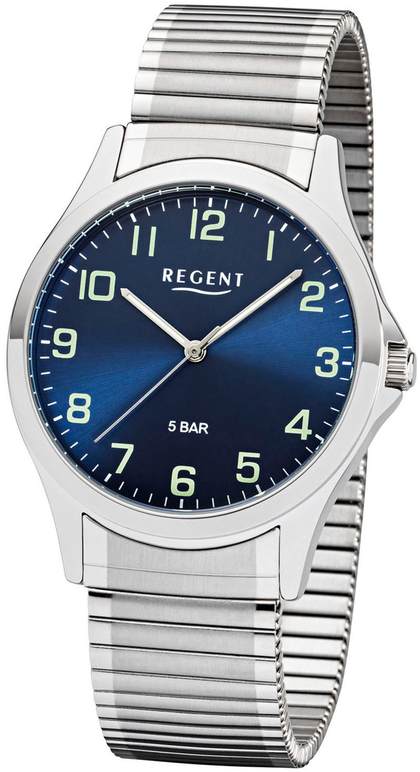 REGENT Analoguhr in Silber: Vorderseite