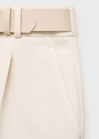 MANGO Regular Pleat-Front Pants 'Cinto' in White