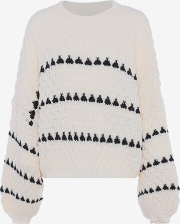 Pullover di faina in bianco: frontale