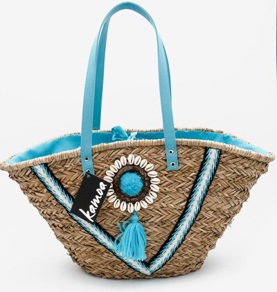 Kamoa Badetasche in sand / neonblau / weiß, Produktansicht