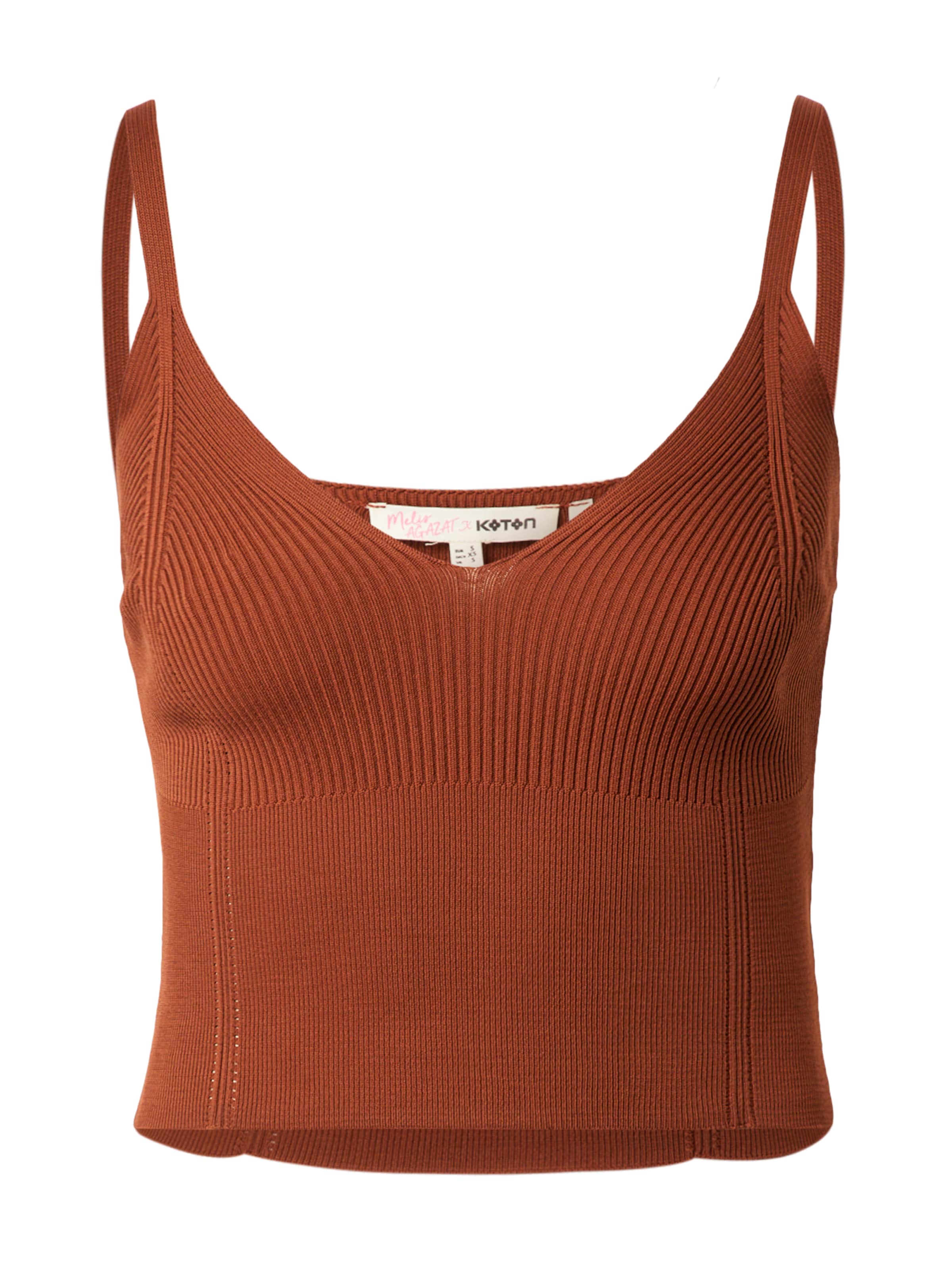 Koton Πλεκτό τοπ σε καφέ: μπροστά