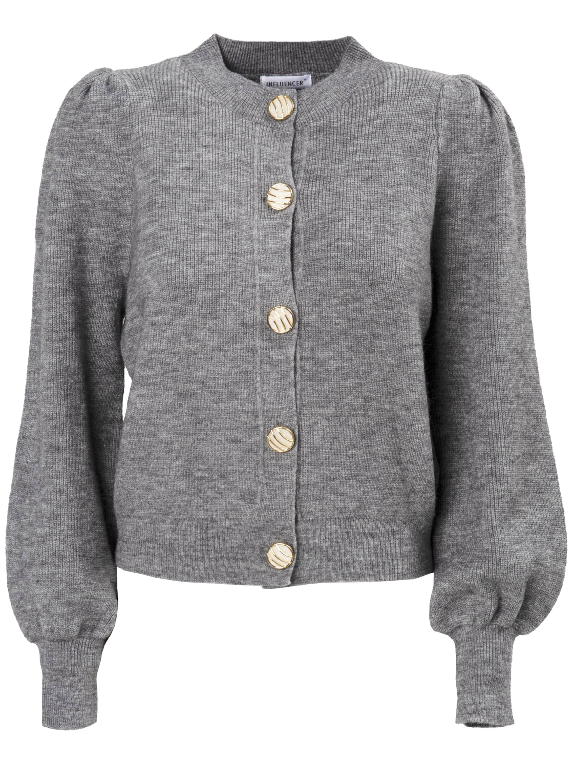 Influencer Strickjacke in Grau: Vorderseite