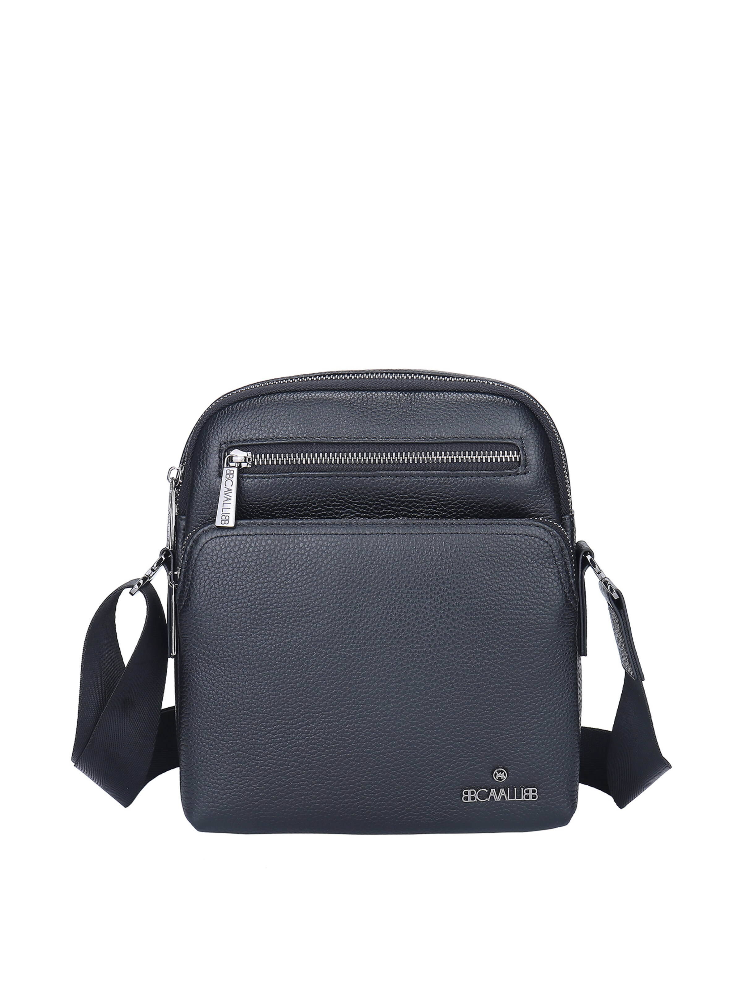 Borsa a tracolla 'Borsa a Tracolla Uomo Vera Pelle - Chiusura Zip B Cavalli' di B. Cavalli in nero: frontale