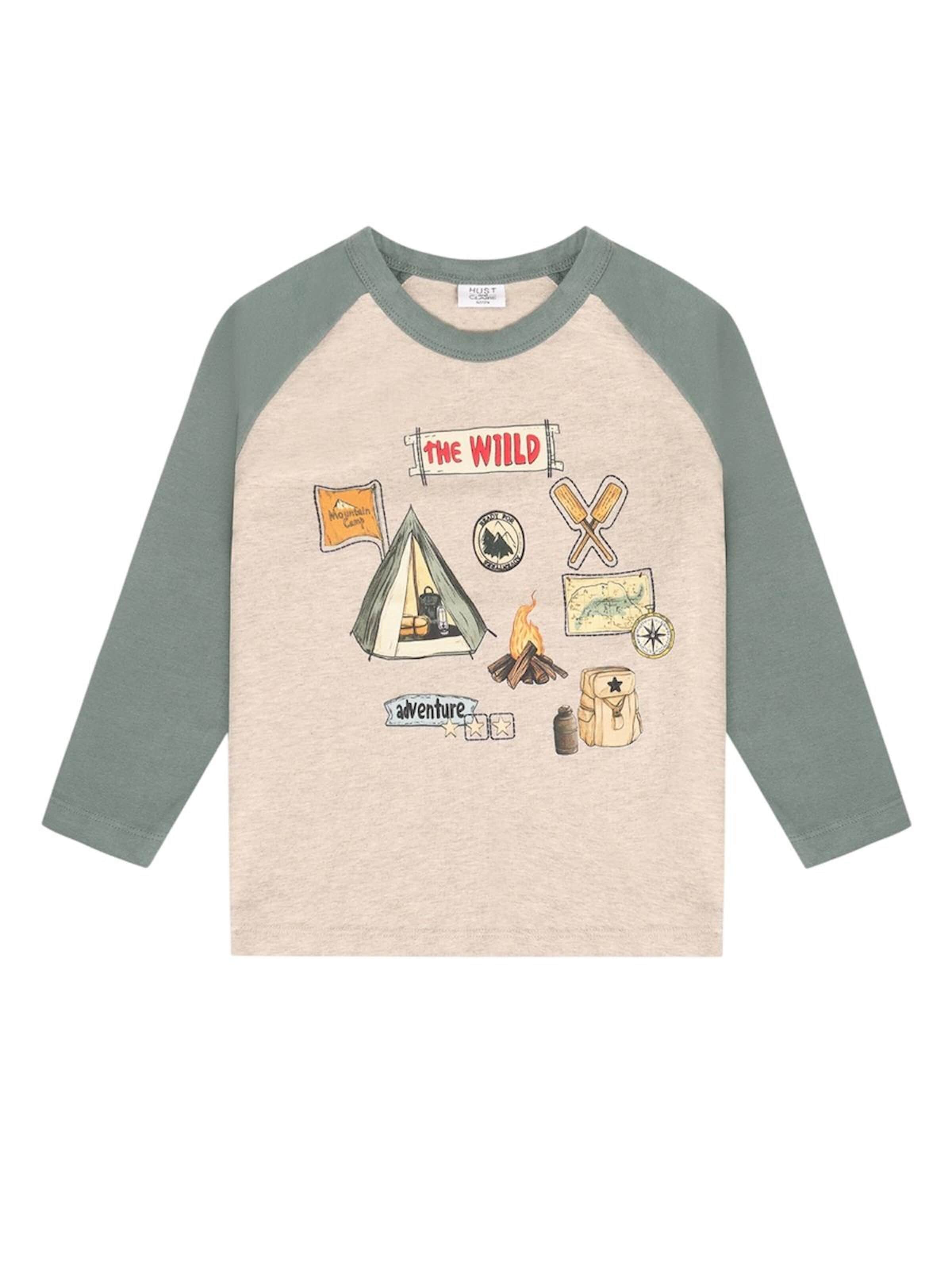 Hust & Claire Shirt 'Hust & Claire Langarmshirt HCAnton Wild Life' in Beige: Vorderseite