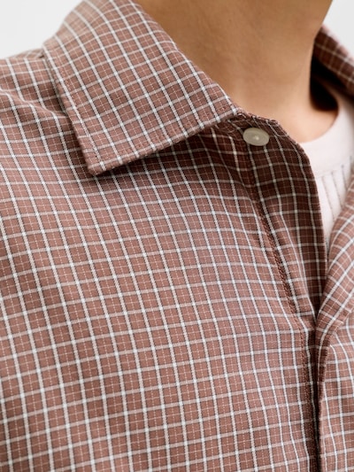 JACK & JONES Button Up Shirt 'JORAustin' in Brown / White, Item view