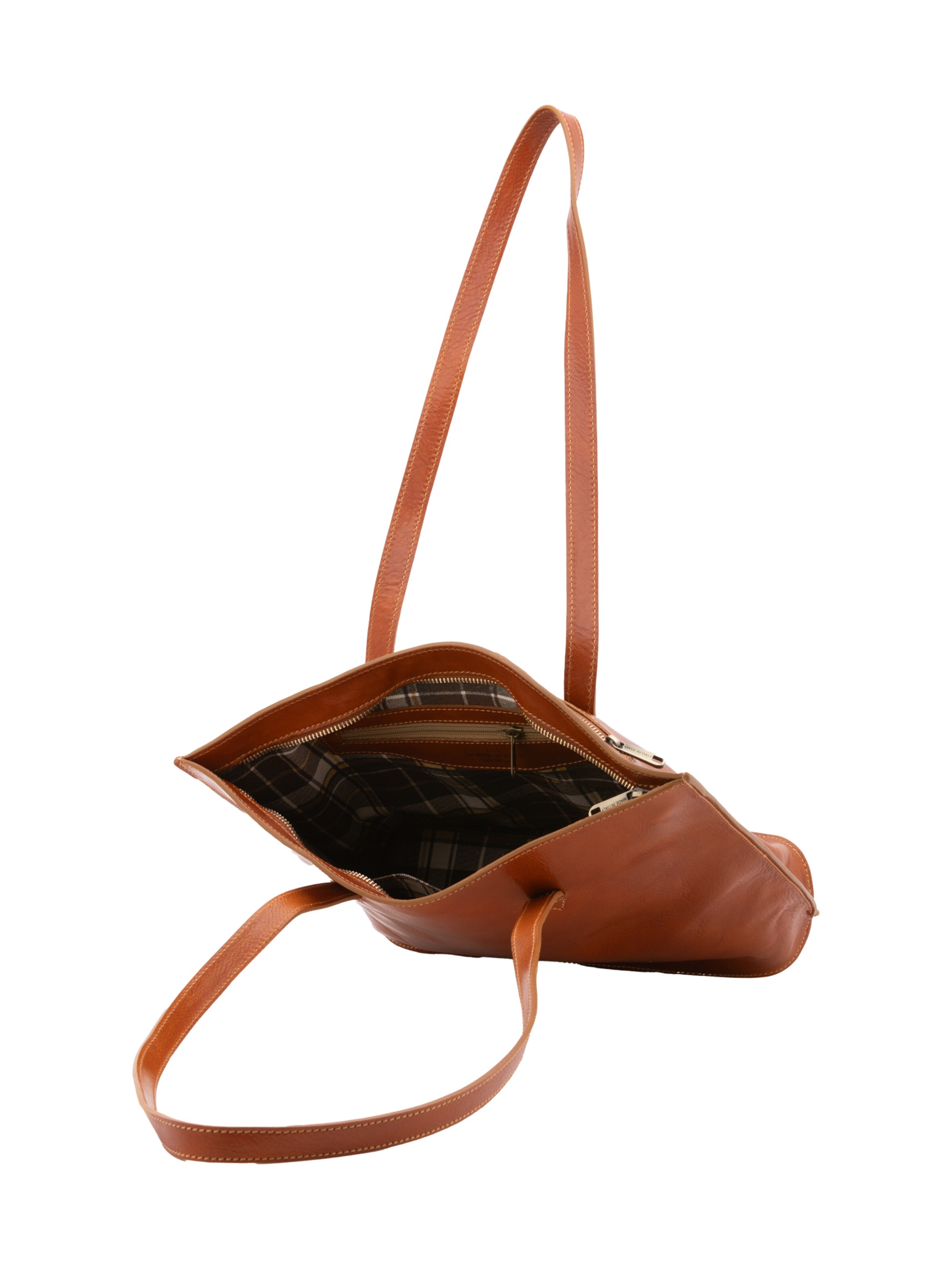 Borsa a spalla 'Borsa a Spalla Donna Pelle Vacchetta - Chiusura Zip Made in Italy' di I Fratelli in beige