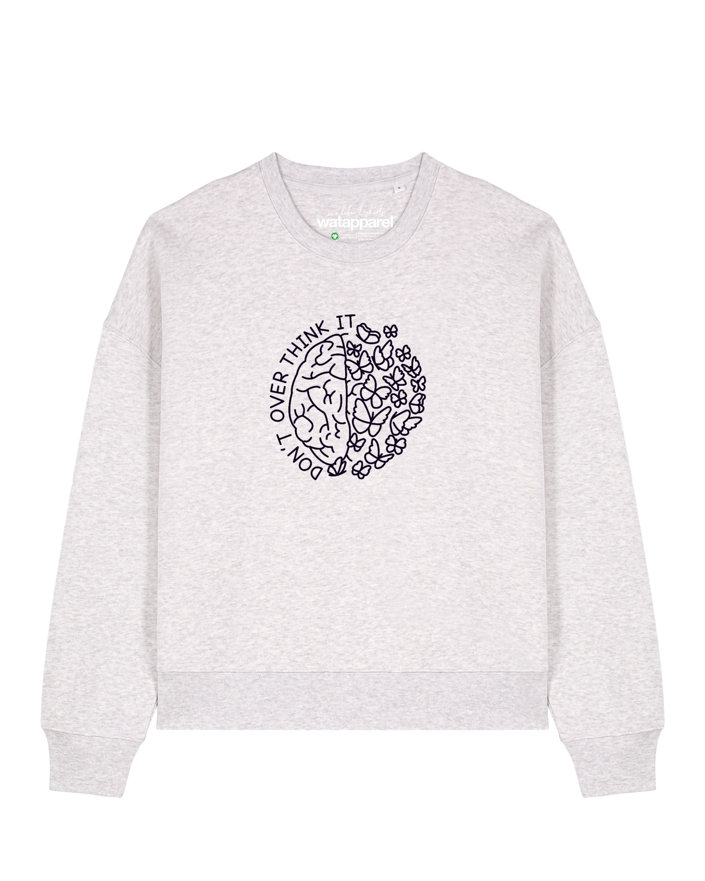 Felpa 'Don't overthink it' di Watapparel in grigio: frontale