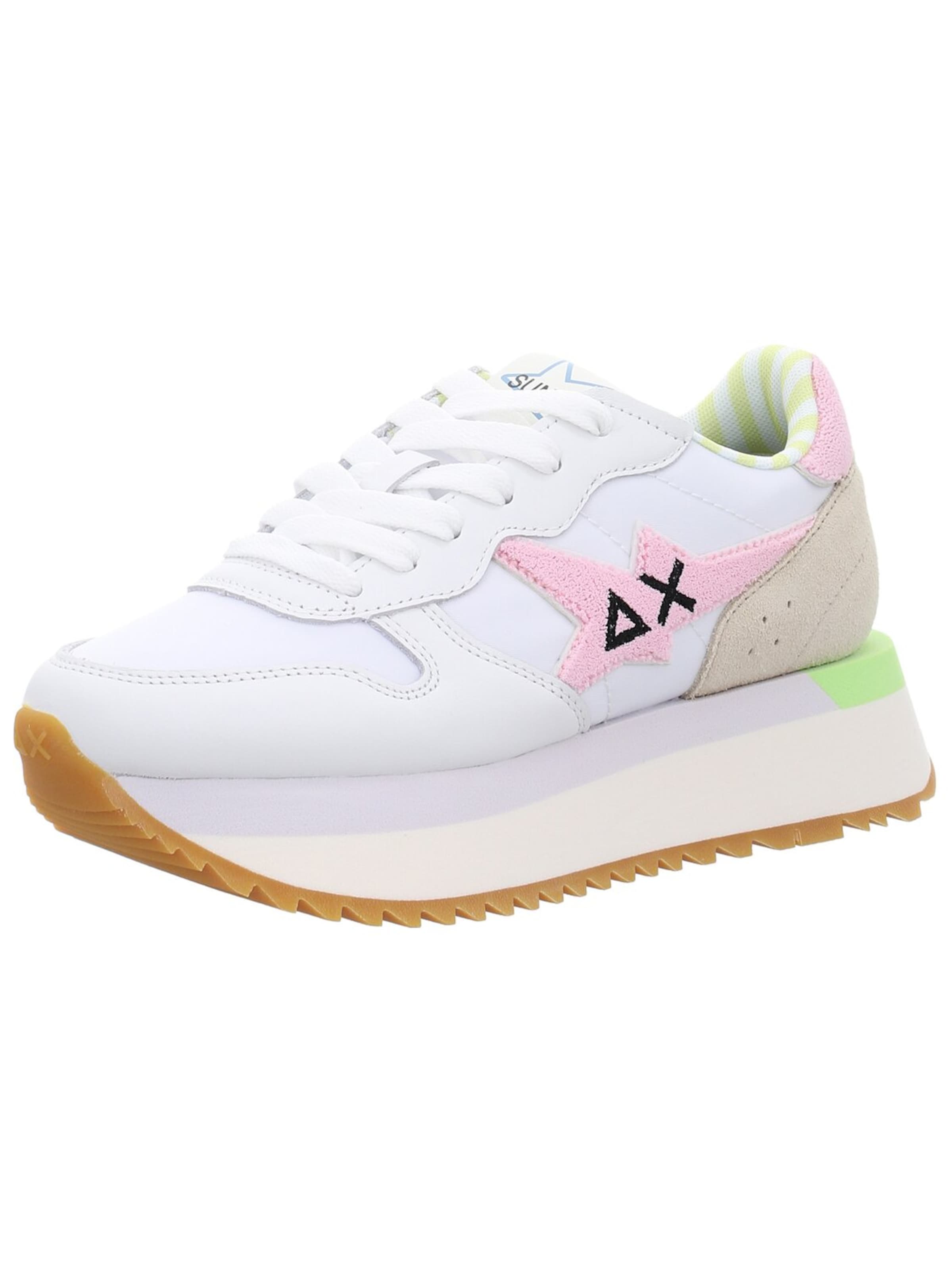 SUN68 Athletic Lace-Up Shoes 'Damen Sneaker Z35215-0104 WHITE/PINK Leder und Textil in weiß' in White: front