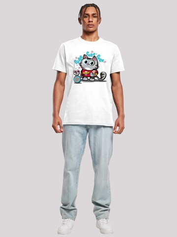 T-Shirt 'Bazinga Kitty' F4NT4STIC en blanc