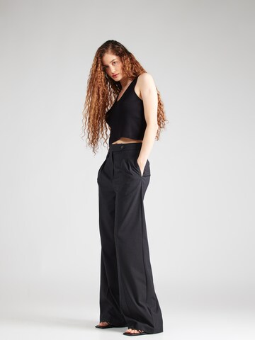 ABOUT YOU x Toni Garrn Wide leg Trousers with creases 'Linda' in Black