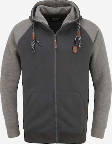 INDICODE JEANS Zip-Up Hoodie 'Terence' in Grey: front