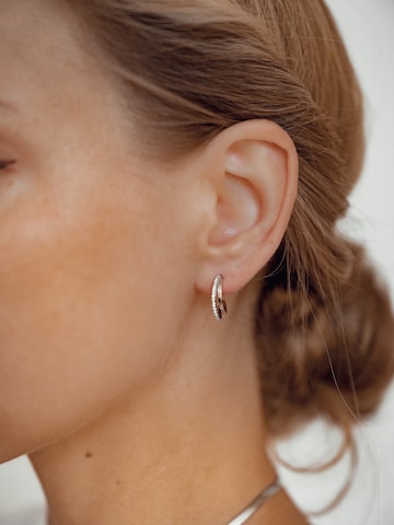 Hey Happiness Earrings 'Duo Sparkle' in Silver: front