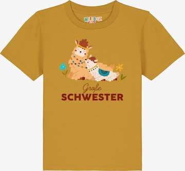 T-Shirt 'Lama Große Schwester' watabout.kids en jaune : devant