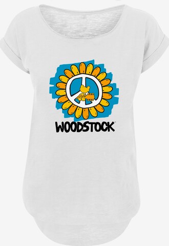 T-shirt 'Woodstock Artwork Flower Peace' F4NT4STIC en blanc : devant