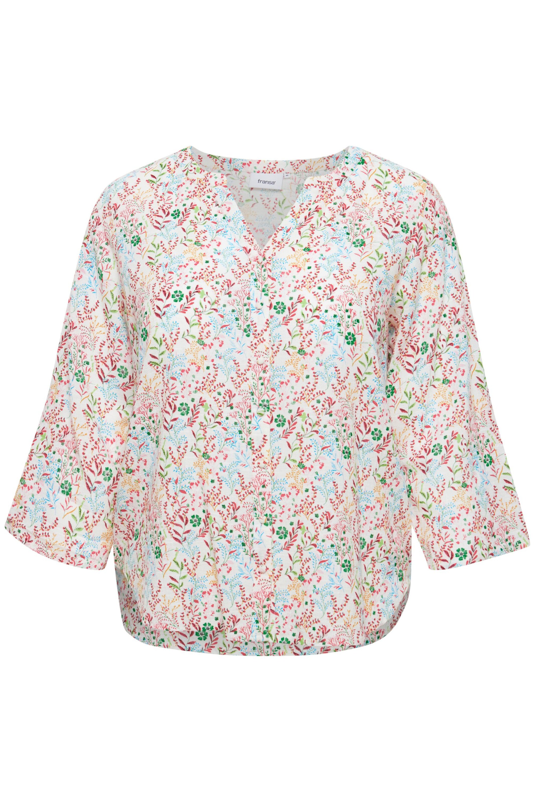 Fransa Curve Blouse 'Bobbi' in Wit: voorkant