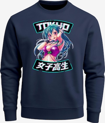 Neverless Sweatshirt 'Anime Girl' in Blue: front