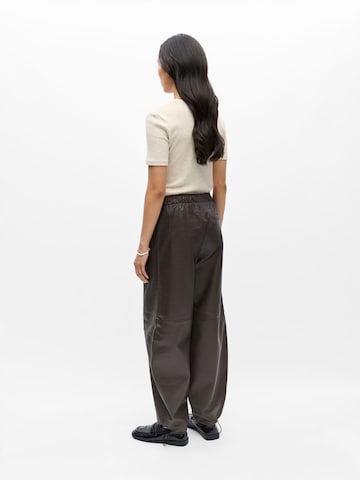 Wide Leg Pantalon 'OBJPELIN' OBJECT en marron