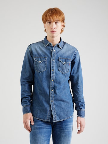 REPLAY Regular fit Button Up Shirt in Blue: front