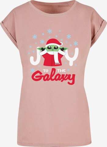 ABSOLUTE CULT Shirt 'The Mandalorian - Joy To The Galaxy' in Beige: voorkant