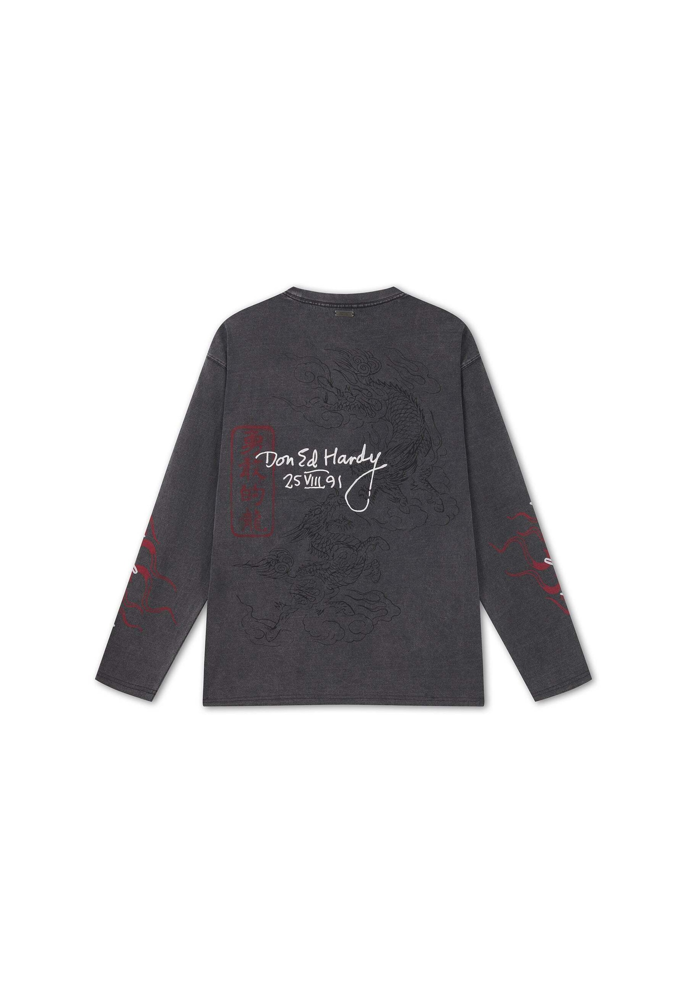 Ed Hardy T-shirt 'Flying Twin Dragon' i grå