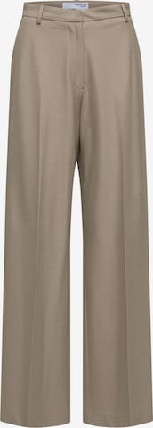 Wide Leg Pantalon à plis SELECTED FEMME en beige : devant