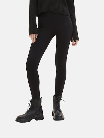 TOM TAILOR - Skinny Leggings em preto: frente