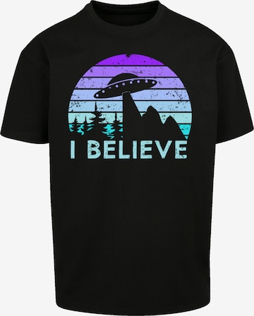 T-Shirt 'I Believe UFO Alien Raumschiff Retro' F4NT4STIC en noir : devant