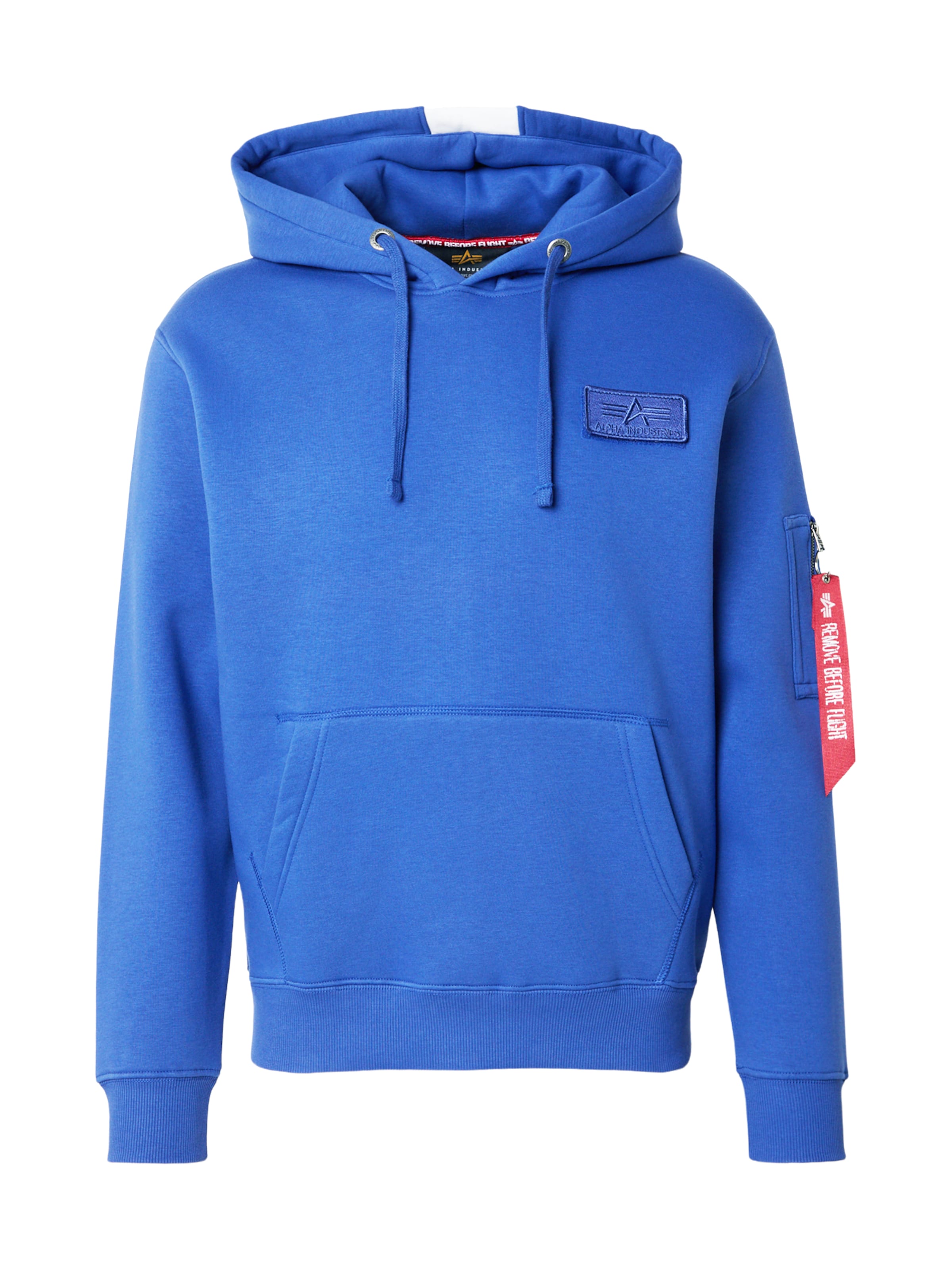 ALPHA INDUSTRIES Regularny krój Bluzka sportowa 'Red Stripe' w kolorze niebieski: przód