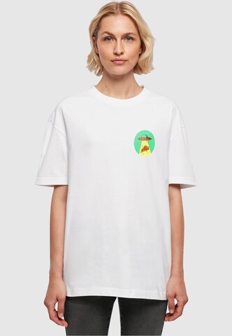 Mister Tee Oversized shirt 'Ufo Pizza' in Wit: voorkant