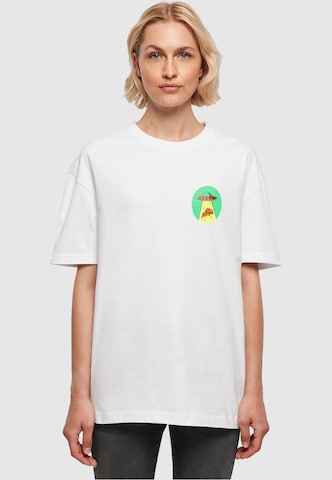 Maglia extra large 'Ufo Pizza' di Mister Tee in bianco: frontale