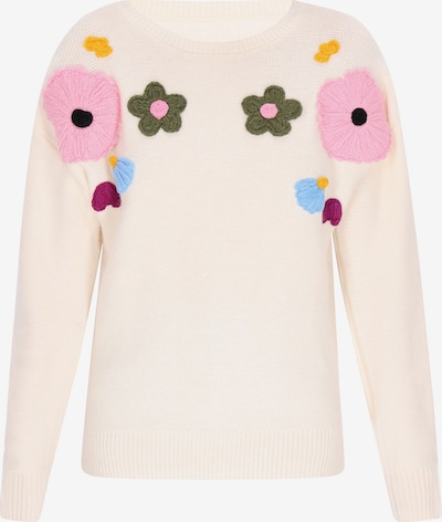 Pulover swirly pe bej / albastru deschis / roz, Vizualizare produs